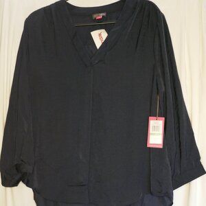 Vince Camuto  - Navy Blue V Neck Blouse, Size: L